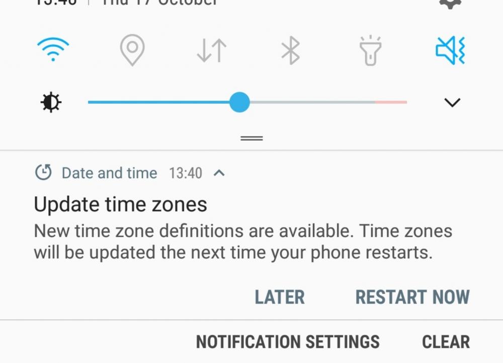 Timezone update message